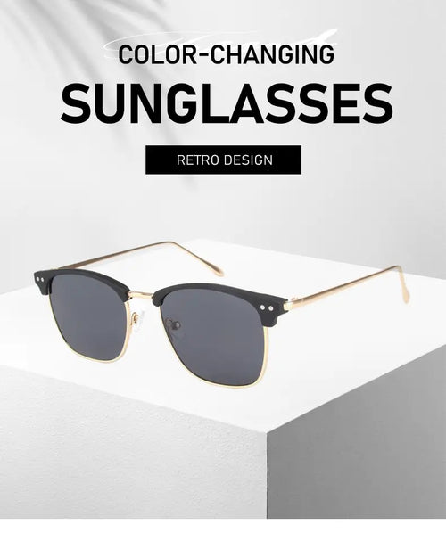 MCMACFIL Half Frame Fashion Photochromic Sunglasses Men Women 2024 New Polarized Eyewear TR90 Frame UV400 Protection Square Sun Glasses