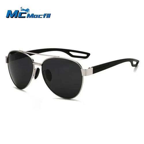 MCMACFIL Double Beam Pilot Myopia Sunglasses Men Polarized Metal Sport Prescription Lens Nearsighted Sun Glasses