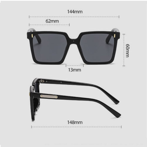 McMacfil New Metal Stud Sunglasses with Attached Lens, Large Square Frame, Fashionable and Trendy, UV Protection, Handcrafted