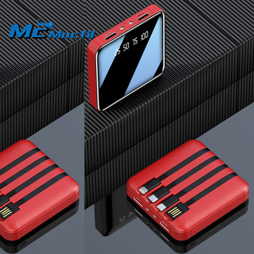 Mcmacfil's mobile universal screen mirror built-in cable power bank, featuring a 20,000mAh high capacity, serves as a portable power source.