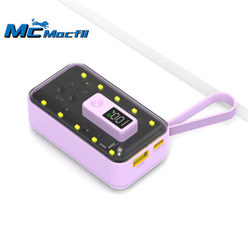 Mcmacfil Mech Transparent Punk Style Mobile Power Supply 10000mAh Power Bank PD22.5W Digital Display Powerbank