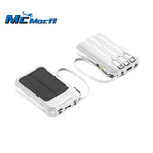 Mcmacfil Cross-border Mini Solar Power Bank with Built-in Cable 20000mAh Portable New Mobile Power Supply