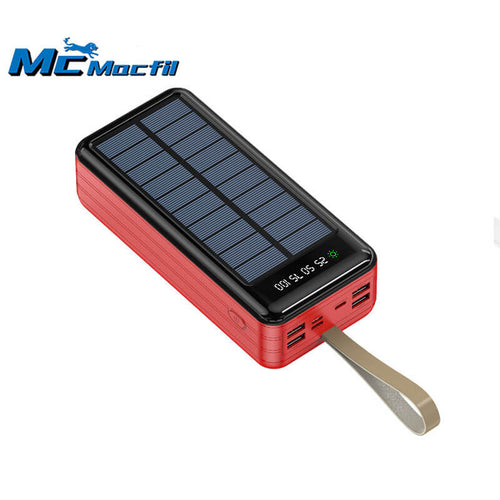 Mcmacfil solar power bank with built-in cable, ultra-large capacity of 30000mAh, mobile power supply for outdoor emergency use.