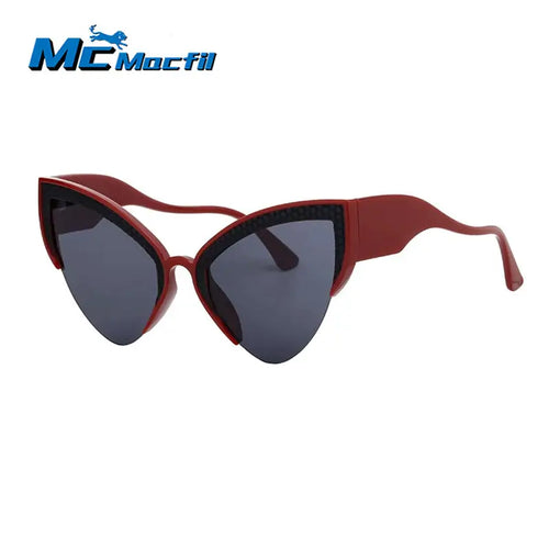 MCMACFIL Sexy Cat Eye Semi-Rimless Sunglasses Women Luxury Design Vintage Punk Oval Shades UV400 Trendy Irregular Eyewear Driving Glasses