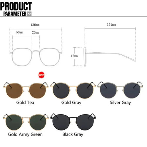 MCMACFIL Round Sun Glasses Fashion UV400 Protection Sun Glasses Metal Frame Women Men Sunglasses Hip Hop Fishing Glasses