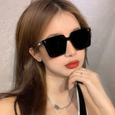 McMacfil New Metal Stud Sunglasses with Attached Lens, Large Square Frame, Fashionable and Trendy, UV Protection, Handcrafted