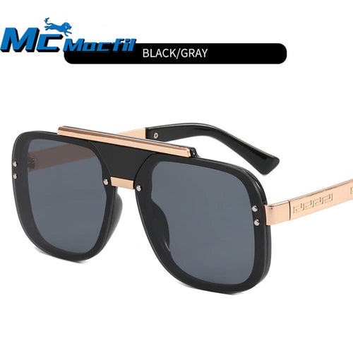 McMacfil European and American Double Beam Fashion Sunglasses, a trendy and fashionable metal sunglasses with a large frame, providing wind and UV protection. Handcrafted with precision.