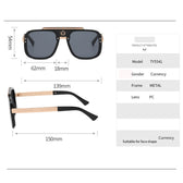 McMacfil European and American Double Beam Fashion Sunglasses, a trendy and fashionable metal sunglasses with a large frame, providing wind and UV protection. Handcrafted with precision.