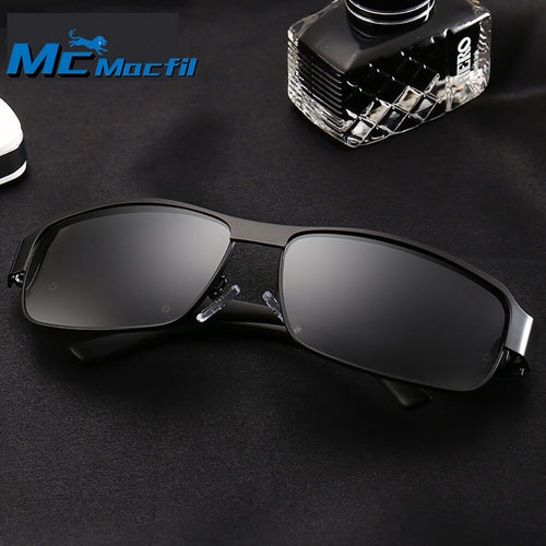 McMacfil New Vintage Square Sunglasses for Men, Driver Sunglasses, Outdoor Cycling Eyewear, Metal Polarized Sunglasses