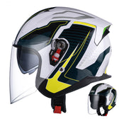 Mcmacfil Motorcycle Helmet - Half Helmet with Dual Visors, Bluetooth, Open Face Helmet for Men and Women, Full-Covered Motorcycle Helmet for Summer and Three-Quarter Helmet."