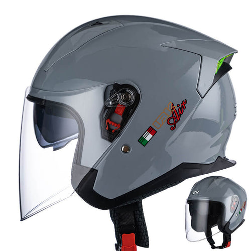 Mcmacfil Motorcycle Helmet - Half Helmet with Dual Visors, Bluetooth, Open Face Helmet for Men and Women, Full-Covered Motorcycle Helmet for Summer and Three-Quarter Helmet."