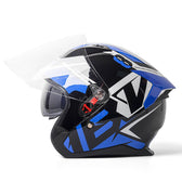 Mcmacfil Motorcycle Helmet - Half Helmet with Dual Visors, Bluetooth, Open Face Helmet for Men and Women, Full-Covered Motorcycle Helmet for Summer and Three-Quarter Helmet."