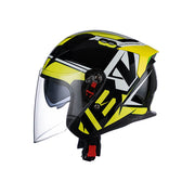 Mcmacfil Motorcycle Helmet - Half Helmet with Dual Visors, Bluetooth, Open Face Helmet for Men and Women, Full-Covered Motorcycle Helmet for Summer and Three-Quarter Helmet."