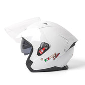 Mcmacfil Motorcycle Helmet - Half Helmet with Dual Visors, Bluetooth, Open Face Helmet for Men and Women, Full-Covered Motorcycle Helmet for Summer and Three-Quarter Helmet."