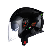 Mcmacfil Motorcycle Helmet - Half Helmet with Dual Visors, Bluetooth, Open Face Helmet for Men and Women, Full-Covered Motorcycle Helmet for Summer and Three-Quarter Helmet."