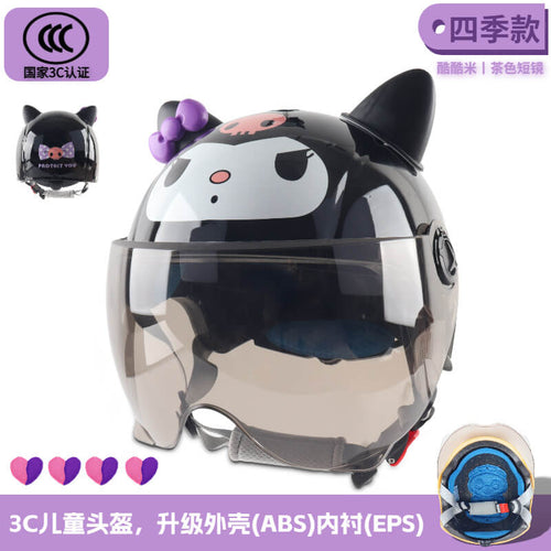 Mcmacfil 3C Certified Children's Helmet with New National Standard, Sun Protection, Cute Cartoon Design, Suitable for Students and Kids, All-Season Safety Electric Vehicle Helmet