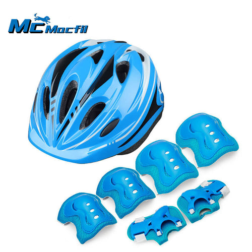 Mcmacfil Children's Helmet and Roller Skating Protective Gear Set: Ideal for Riding, Ice Skating, Skateboarding, Knee and Elbow Guards, Thickened Safety, Seven-Piece Kit