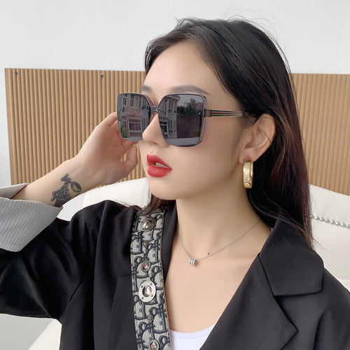 Mcmacfil Korean Version INS Sunglasses Women 2022 New Trendy Oversized Frame Slimming UV Protection Polarized Sunglasses