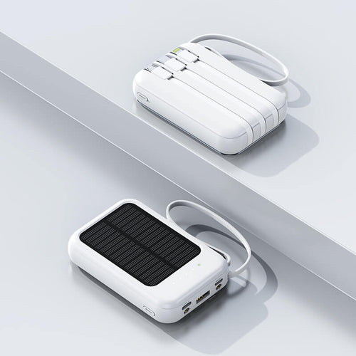 Mcmacfil Cross-border Mini Solar Power Bank with Built-in Cable 20000mAh Portable New Mobile Power Supply