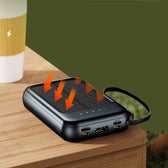 Mcmacfil Cross-border Mini Solar Power Bank with Built-in Cable 20000mAh Portable New Mobile Power Supply