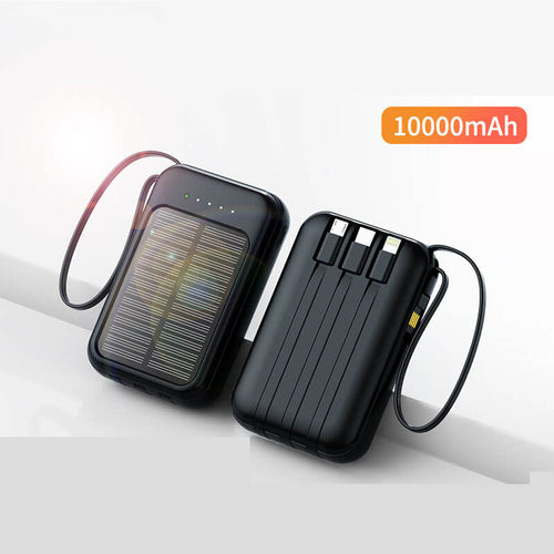 Mcmacfil Cross-border Mini Solar Power Bank with Built-in Cable 20000mAh Portable New Mobile Power Supply