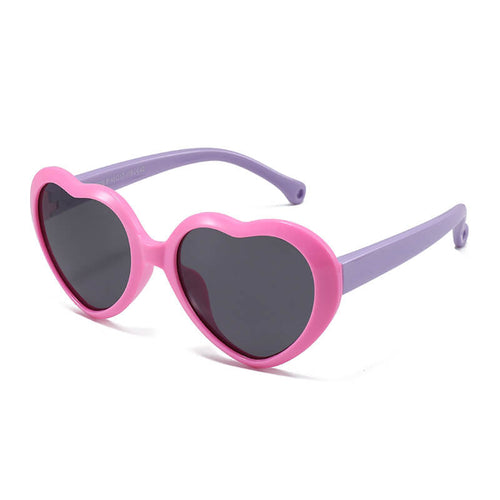 Mcmacfil New Kids' Heart-shaped Sunglasses in Stylish UV-Blocking Polarized Silicone